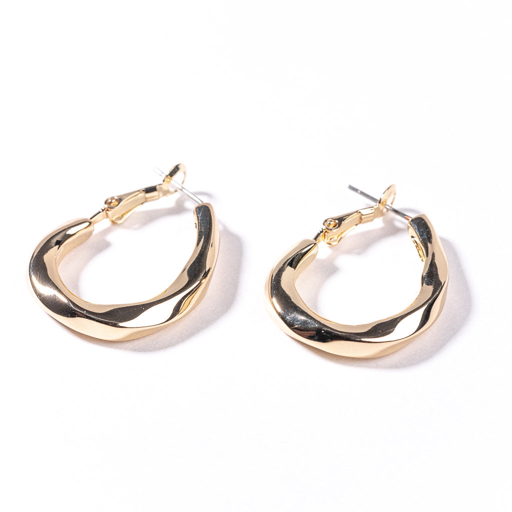 Gold Twist Post Hoop Earring