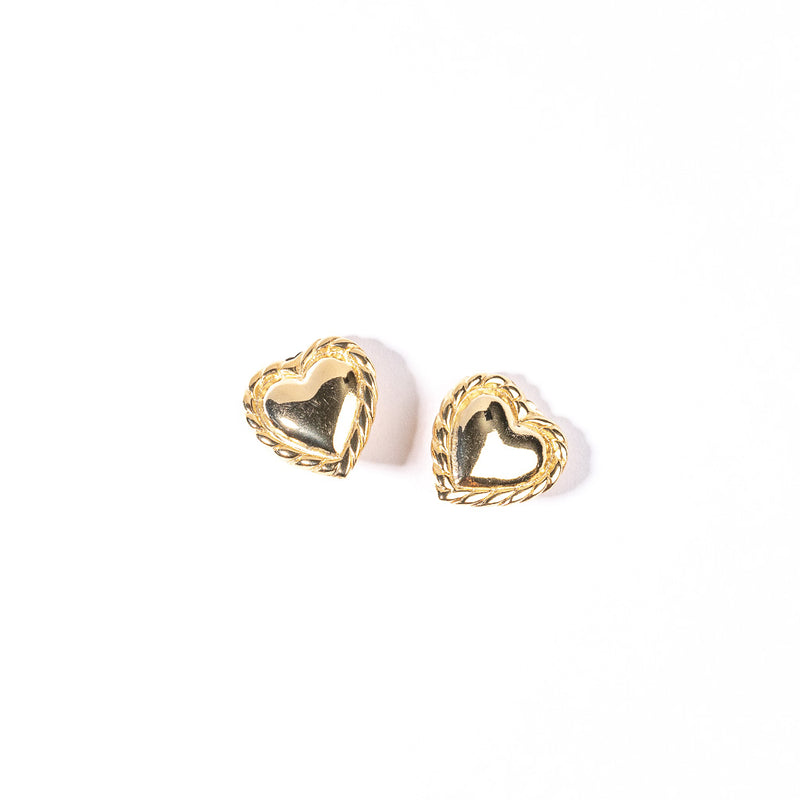 Polished Gold Heart Clip Earring –