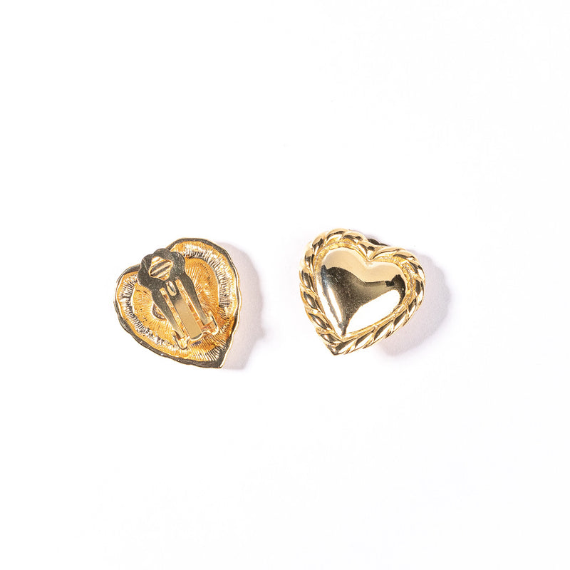 Polished Gold Heart Clip Earring Elegance and Romance Jewelry Kenneth Jay Lane Statement Earring Chic Gold Heart Design Lustrous Polished Gold Earring Comfortable Clip-On Style Versatile Sophisticated Accessory Romantic Heart-Shaped Earring Gift for Style Enthusiasts Polished Gold Earring with Heart Design