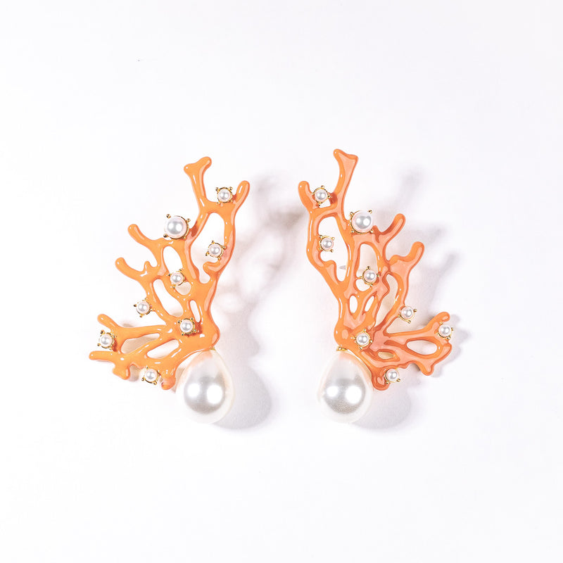 Coral Sea Branch Clip Earrings