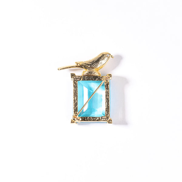 Aqua Stone Bird Pin