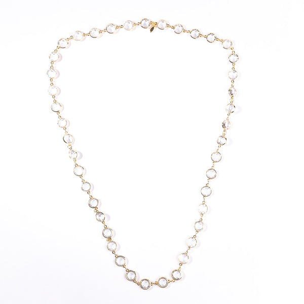 Gold with Round Clear Crystal Necklace