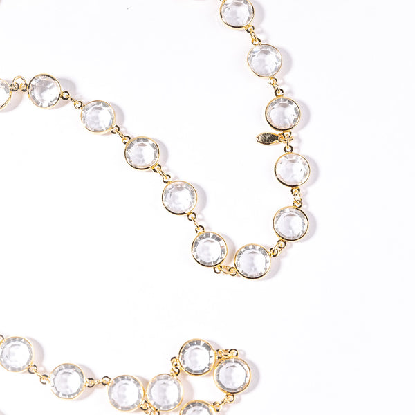 Gold with Round Clear Crystal Necklace