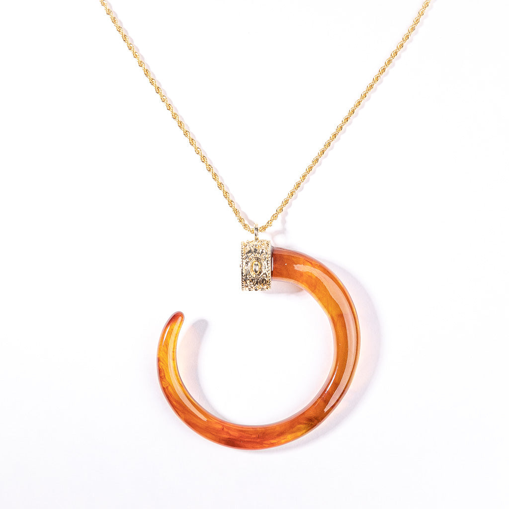 Tortoise C Tusk on Gold Chain Necklace