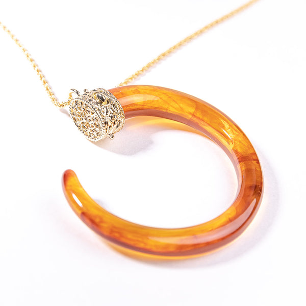 Tortoise C Tusk on Gold Chain Necklace
