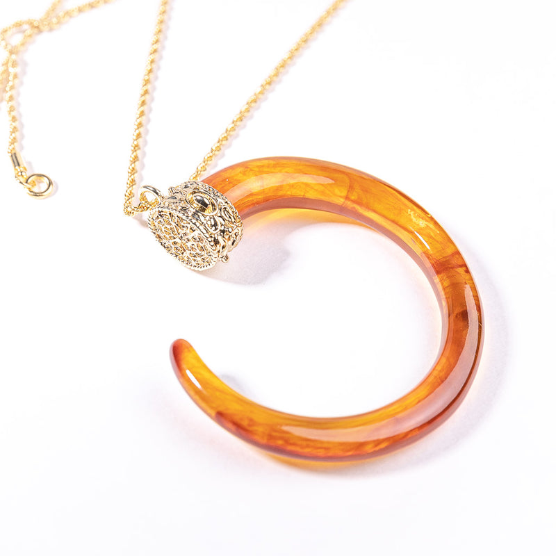 Tortoise C Tusk on Gold Chain Necklace