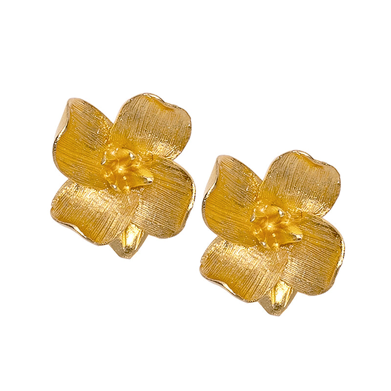 Gold Flower Pierced Earrings