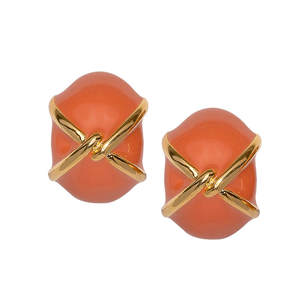 "X" Coral Button Clip Earring
