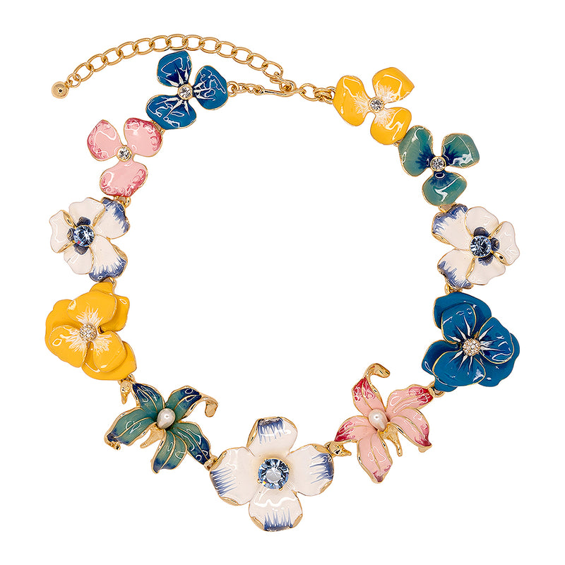 China Blue Flower Necklace