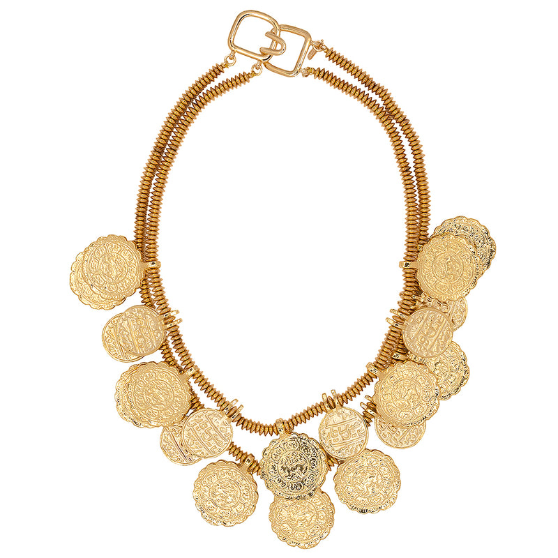 Gold Carved Coin Necklace