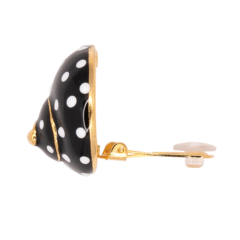 Shell Clip Earrings - White Dots