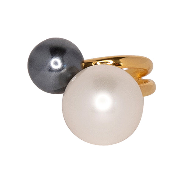 White & Gray Double Pearl Ring