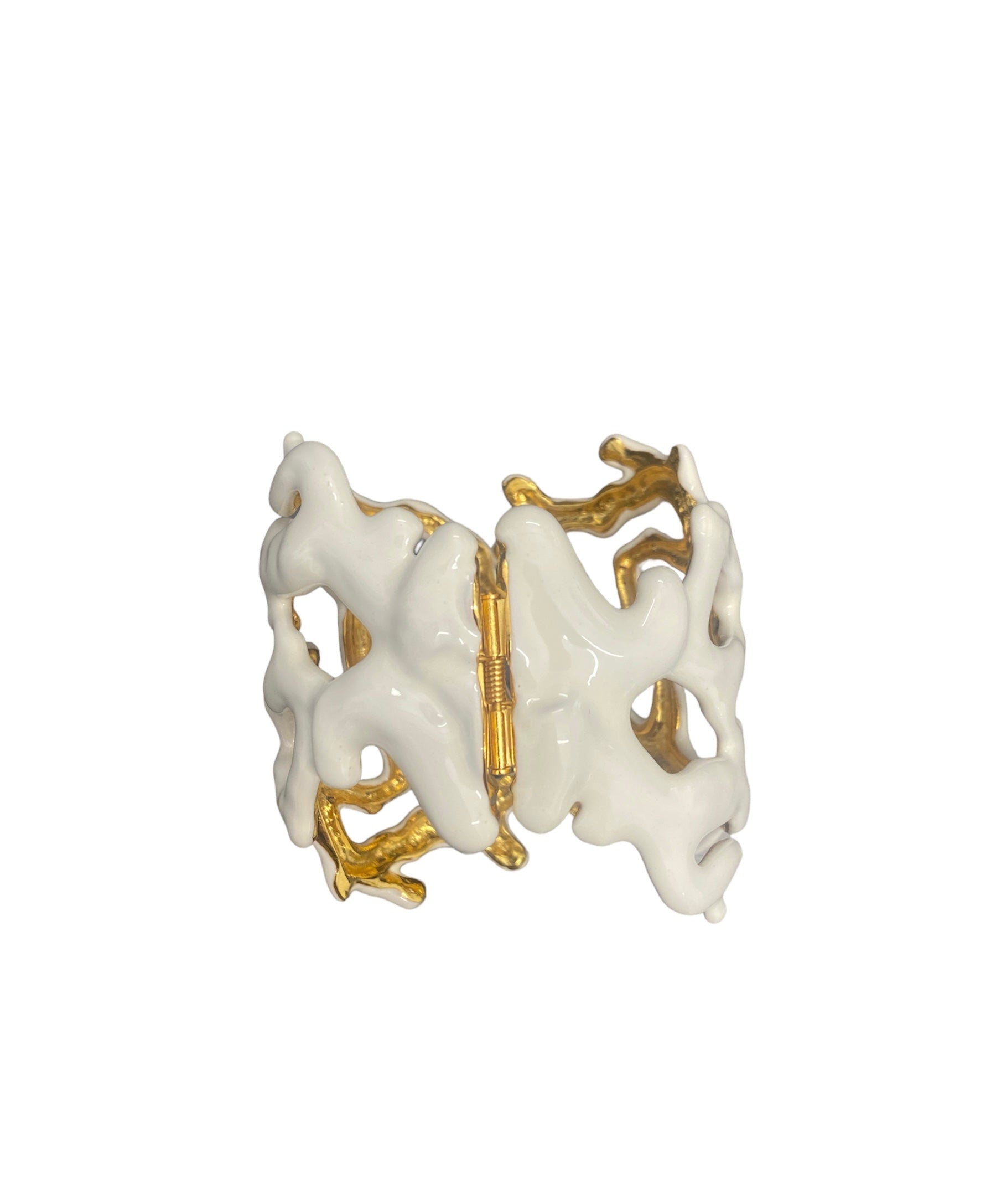 White Enamel Coral Branch Cuff