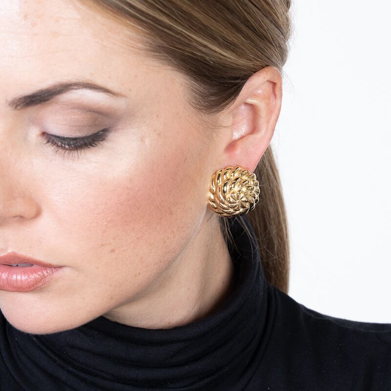 Domed Button Clip Earrings