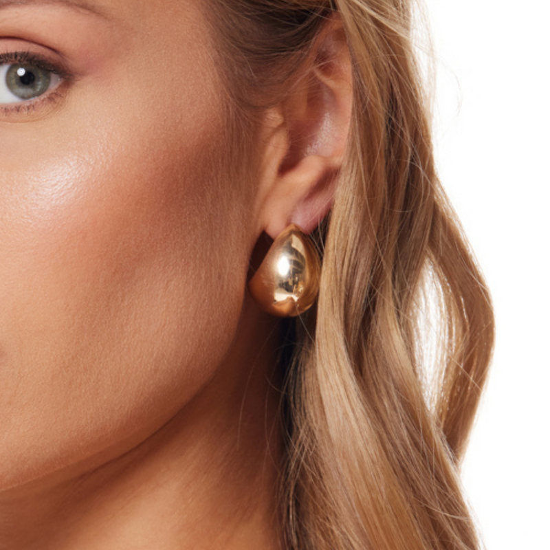 Polished Gold Dome Earring