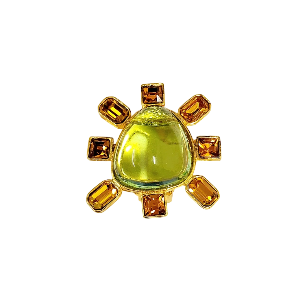 Topaz and Peridot Cabochon Center Clip Earring