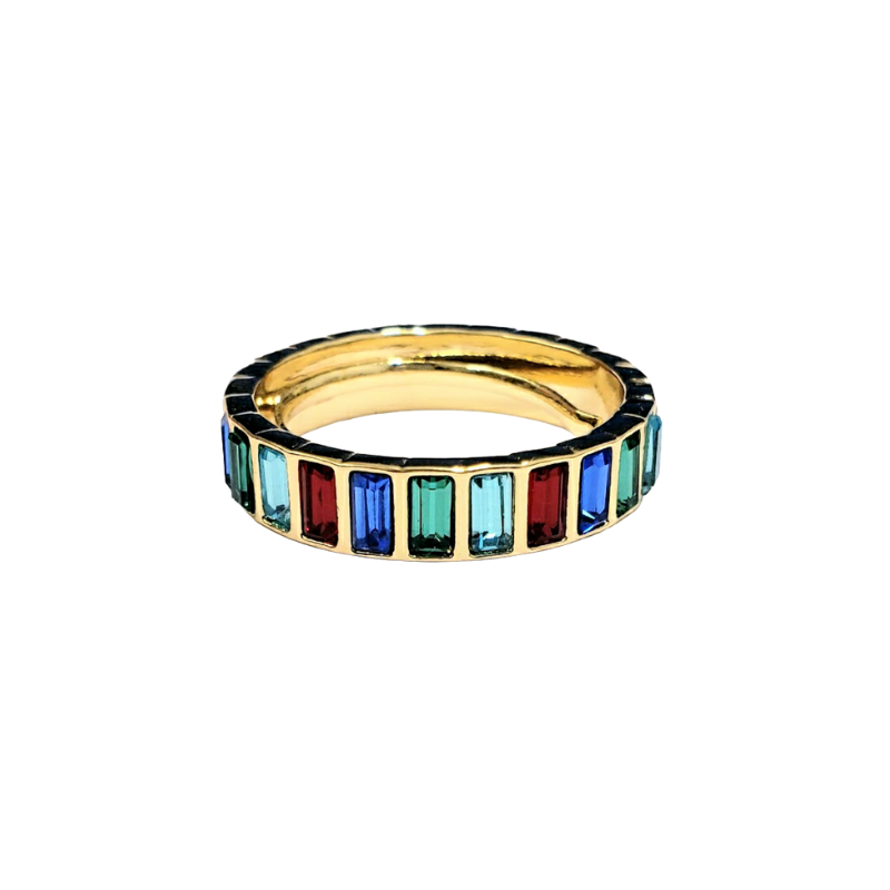 Gold with Multi Gem Baguette Ring