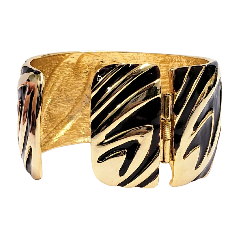 Vintage Gold and Brown Enamel Cuff