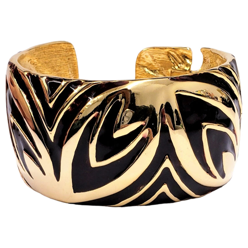 Vintage Gold and Brown Enamel Cuff