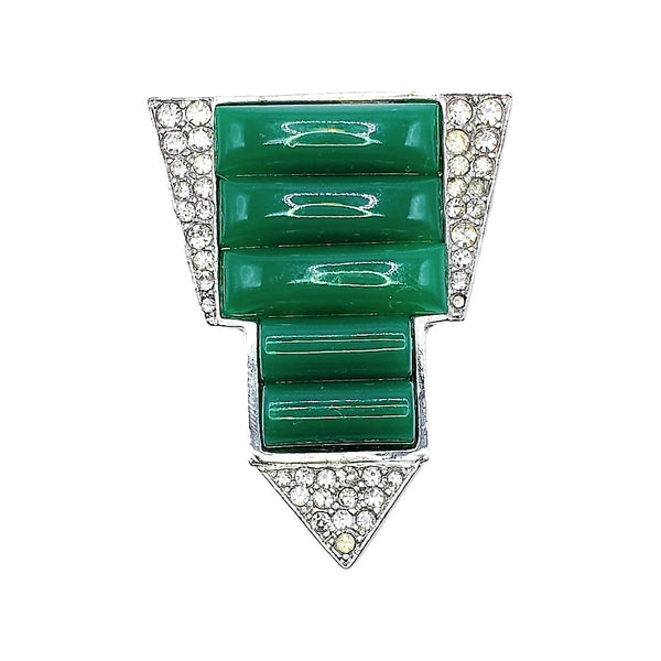 Vintage Jade Art Deco Pin