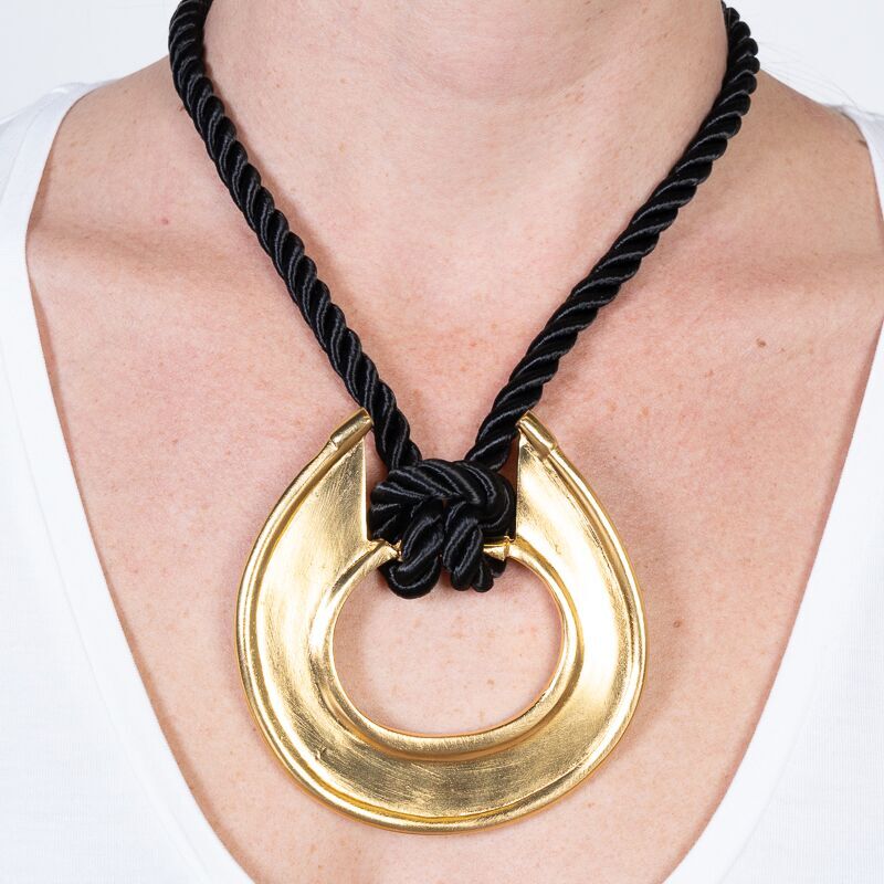 Satin Gold Pendant with Satin Cord