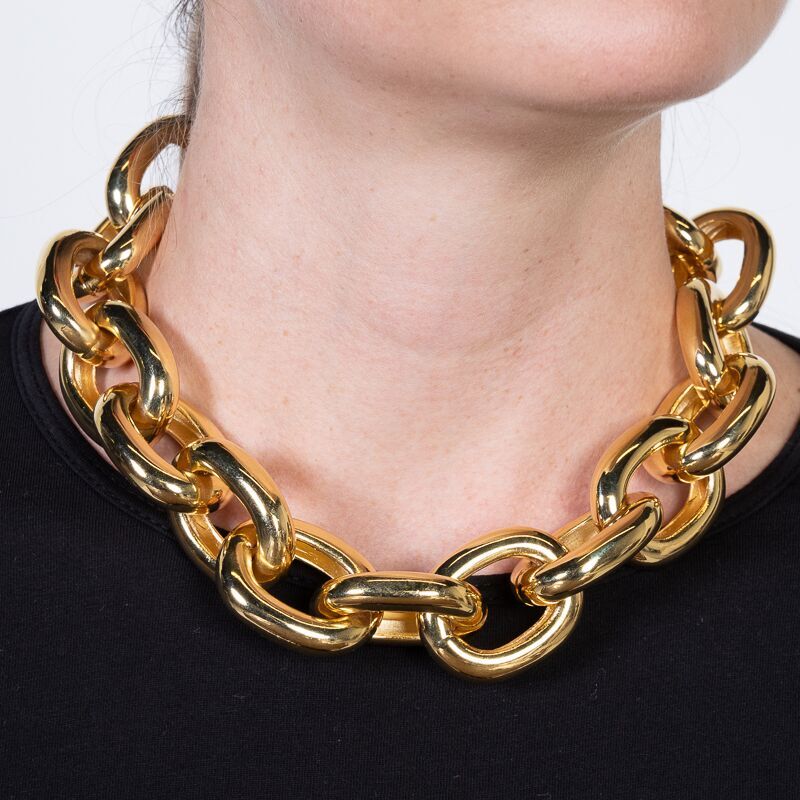 kenneth jay lane, gold necklace, link necklace, 18k gold necklace, classic necklace, simple necklace, elegant necklace, gift for women, gold link necklace